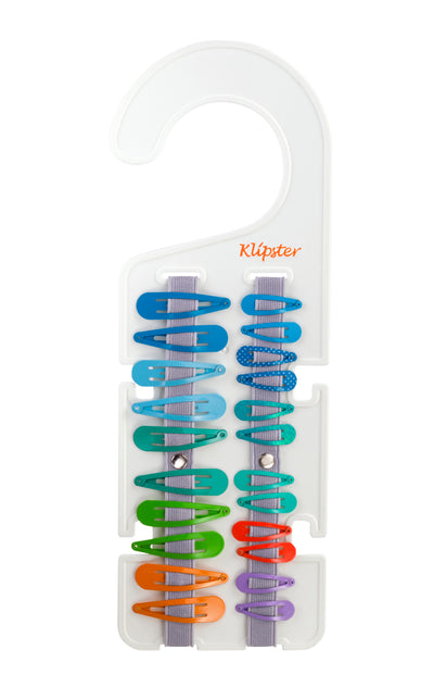 Classic Klipster hair accessories organizer. Compact, double-sided storage for clips, bows, scrunchies, ties, and more. Lightweight and travel-ready.